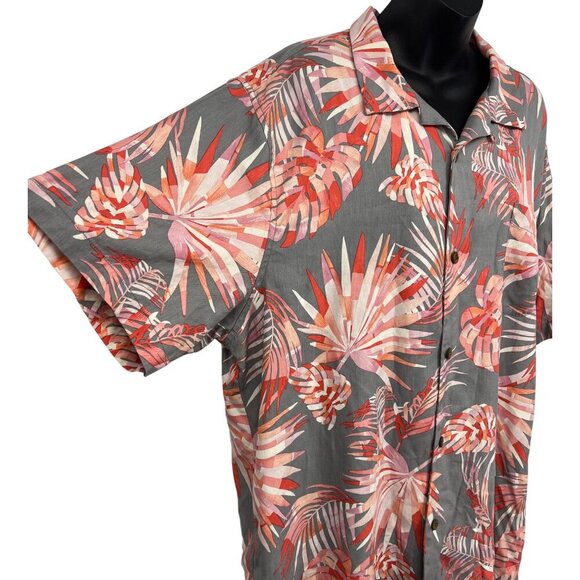 Tommy Bahama Mens XL Button-Down Tropical Floral Shirt Silk Gray Pink EUC - Picture 4 of 9